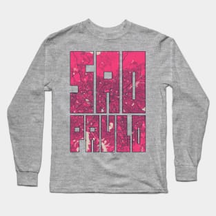 Sao Paulo, Brazil City Map Typography - Blossom Long Sleeve T-Shirt